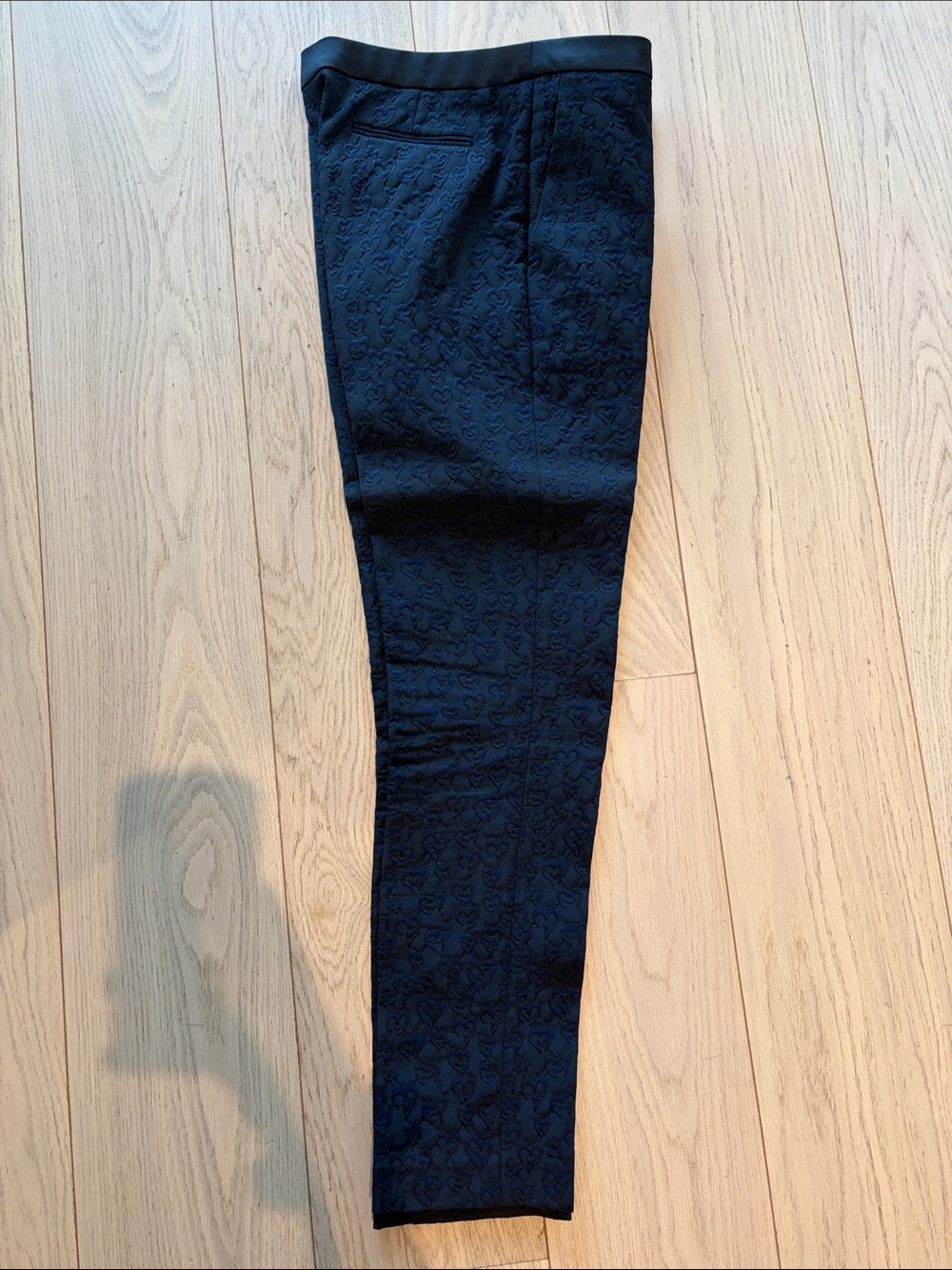 Sandro Black Straight-Leg Textured Pants